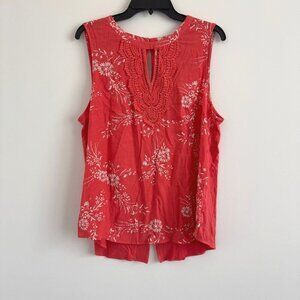 Daniel Rainn Women With Crochet Detail Sleeveless Floral Top Size XL